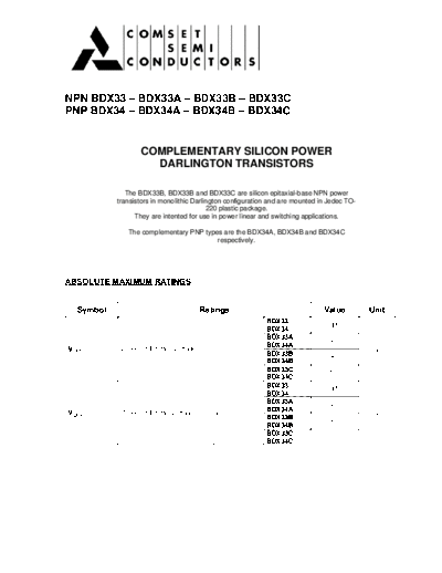 Cpmset bdx33-bdx34  . Electronic Components Datasheets Active components Transistors Cpmset bdx33-bdx34.pdf