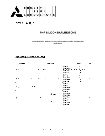 Cpmset bdx64-a-b-c  . Electronic Components Datasheets Active components Transistors Cpmset bdx64-a-b-c.pdf