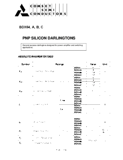 Cpmset bdx64  . Electronic Components Datasheets Active components Transistors Cpmset bdx64.pdf