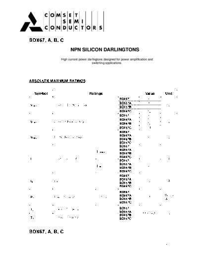 Cpmset bdx67  . Electronic Components Datasheets Active components Transistors Cpmset bdx67.pdf