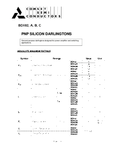 Cpmset bdx62  . Electronic Components Datasheets Active components Transistors Cpmset bdx62.pdf