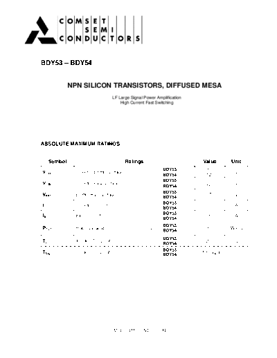 Cpmset bdy53 bdy54  . Electronic Components Datasheets Active components Transistors Cpmset bdy53_bdy54.pdf