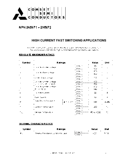 Cpmset 2n5671-2n5672  . Electronic Components Datasheets Active components Transistors Cpmset 2n5671-2n5672.pdf