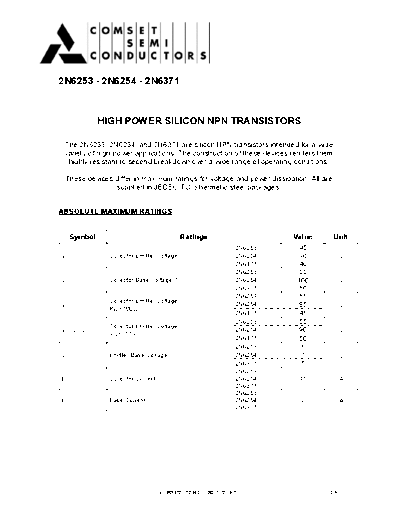 Cpmset 2n6253-2n6254-2n6371  . Electronic Components Datasheets Active components Transistors Cpmset 2n6253-2n6254-2n6371.pdf