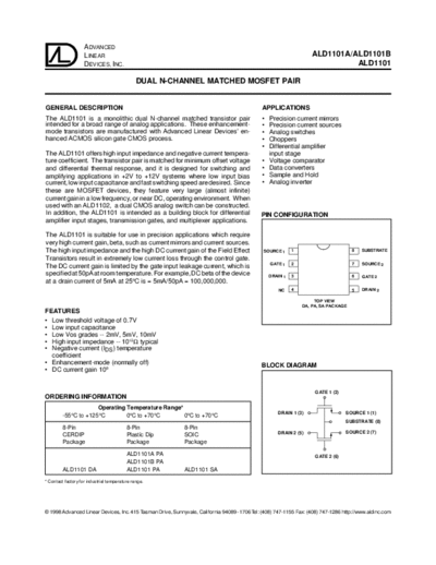 ALD 1101  . Electronic Components Datasheets Active components Transistors ALD ald1101.pdf