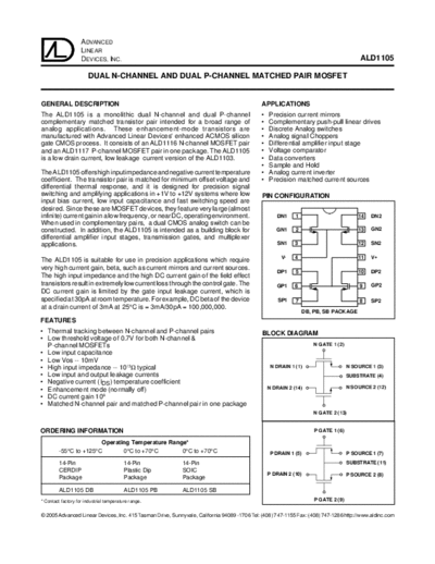 ALD ald1105  . Electronic Components Datasheets Active components Transistors ALD ald1105.pdf