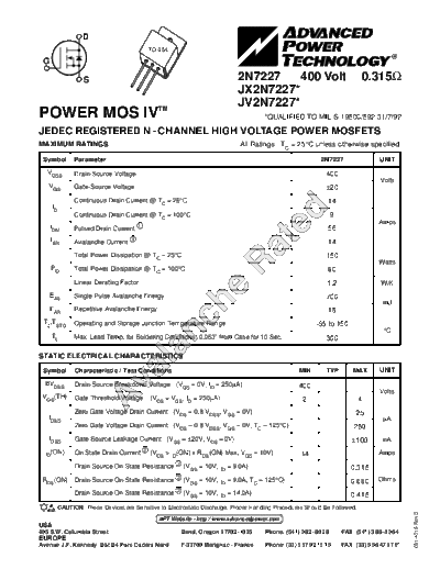 APT 2n7227  . Electronic Components Datasheets Active components Transistors APT 2n7227.pdf