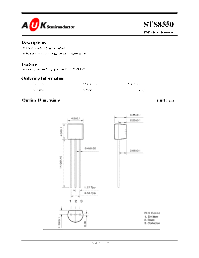 AUK sts8550  . Electronic Components Datasheets Active components Transistors AUK sts8550.pdf