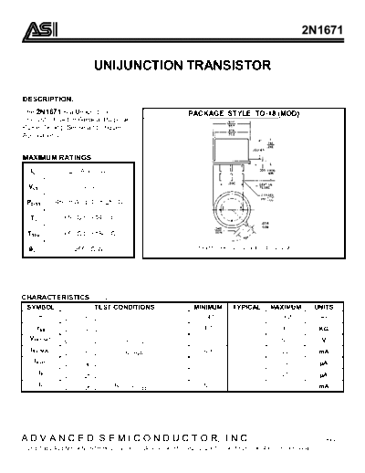 . Electronic Components Datasheets 2n1671  . Electronic Components Datasheets Active components Transistors Advanced Semi 2n1671.pdf