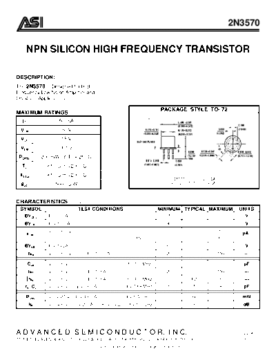 Advanced Semi 2n3570  . Electronic Components Datasheets Active components Transistors Advanced Semi 2n3570.pdf