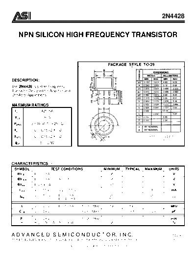 Advanced Semi 2n4428  . Electronic Components Datasheets Active components Transistors Advanced Semi 2n4428.pdf