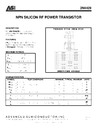 Advanced Semi 2n4429  . Electronic Components Datasheets Active components Transistors Advanced Semi 2n4429.pdf