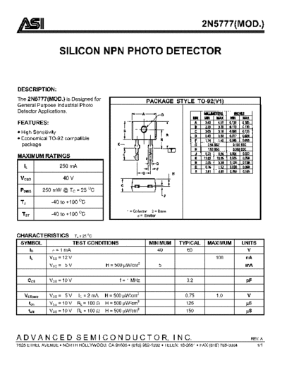 Advanced Semi 2n5777  . Electronic Components Datasheets Active components Transistors Advanced Semi 2n5777.pdf