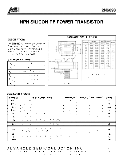 Advanced Semi 2n6093  . Electronic Components Datasheets Active components Transistors Advanced Semi 2n6093.pdf