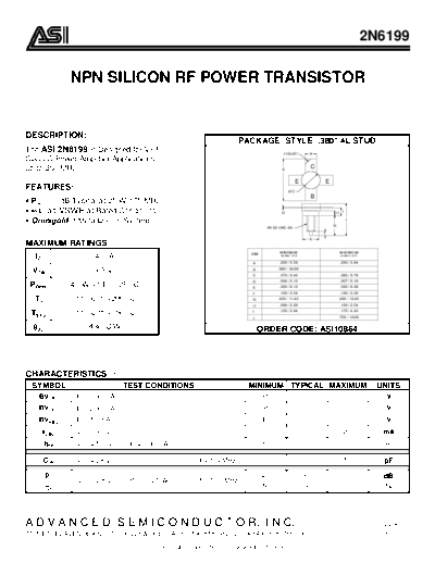 Advanced Semi 2n6199  . Electronic Components Datasheets Active components Transistors Advanced Semi 2n6199.pdf