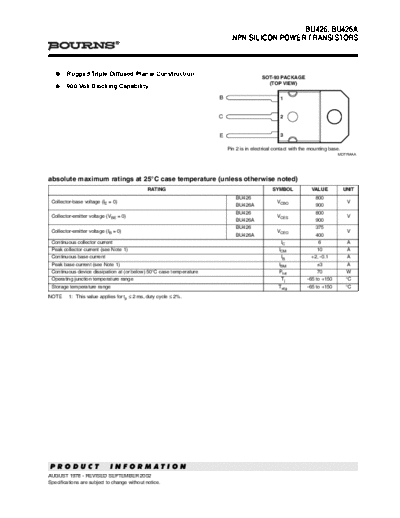 Bourns bu426-a  . Electronic Components Datasheets Active components Transistors Bourns bu426-a.pdf