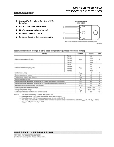 Bourns tip36-a-b-c  . Electronic Components Datasheets Active components Transistors Bourns tip36-a-b-c.pdf