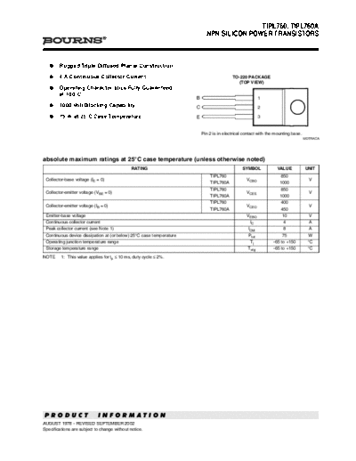 Bourns tipl760  . Electronic Components Datasheets Active components Transistors Bourns tipl760.pdf