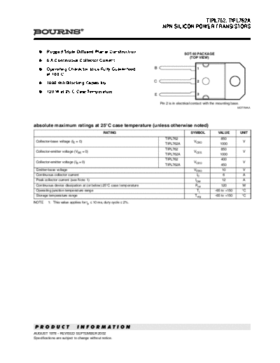 Bourns tipl762  . Electronic Components Datasheets Active components Transistors Bourns tipl762.pdf