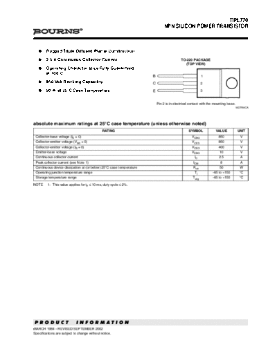 Bourns tipl770  . Electronic Components Datasheets Active components Transistors Bourns tipl770.pdf