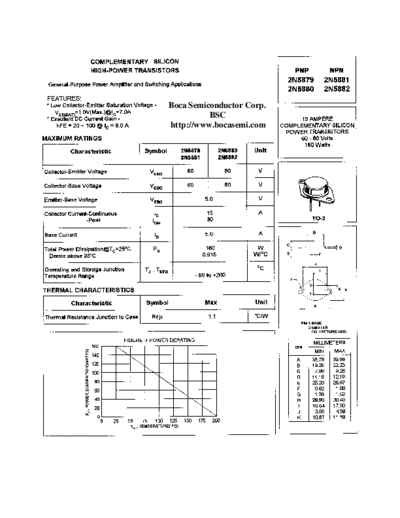 Bocasemi 2n5879 2n5880 2n5881 2n5882  . Electronic Components Datasheets Active components Transistors Bocasemi 2n5879_2n5880_2n5881_2n5882.pdf