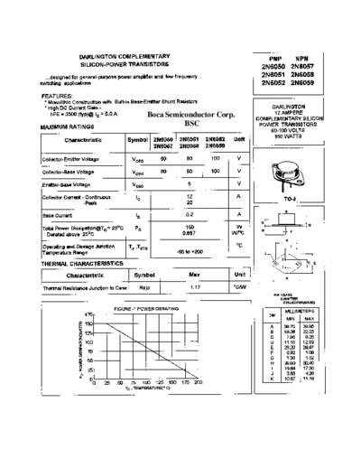 Bocasemi 2n6050 2n6051 2n6052 2n6057 2n6058 2n6059  . Electronic Components Datasheets Active components Transistors Bocasemi 2n6050_2n6051_2n6052_2n6057_2n6058_2n6059.pdf