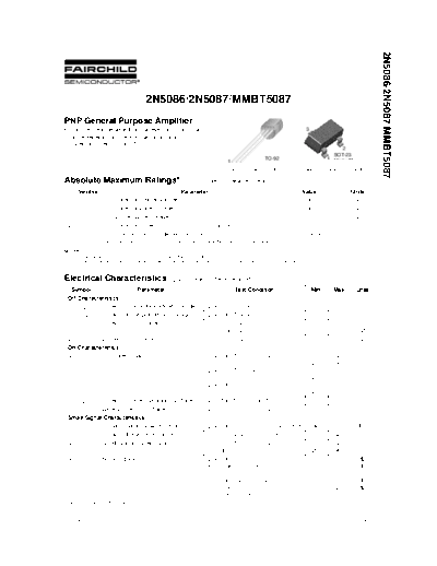 Fairchild Semiconductor 2n5086 2n5087 mmbt5087  . Electronic Components Datasheets Active components Transistors Fairchild Semiconductor 2n5086_2n5087_mmbt5087.pdf