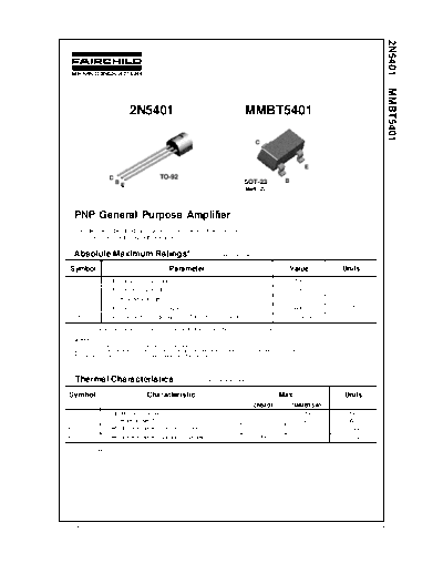 Fairchild Semiconductor 2n5401 mmbt5401  . Electronic Components Datasheets Active components Transistors Fairchild Semiconductor 2n5401_mmbt5401.pdf