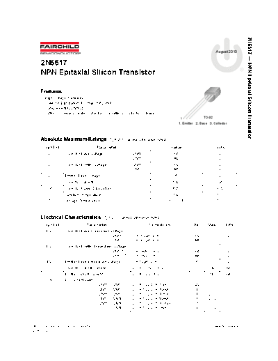Fairchild Semiconductor 2n6517  . Electronic Components Datasheets Active components Transistors Fairchild Semiconductor 2n6517.pdf