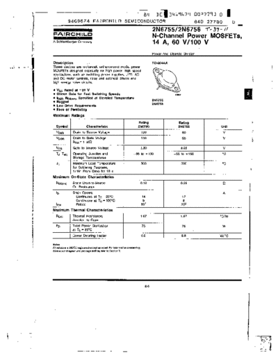 Fairchild Semiconductor 2n6755  . Electronic Components Datasheets Active components Transistors Fairchild Semiconductor 2n6755.pdf