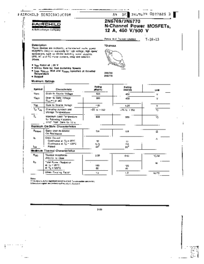Fairchild Semiconductor 2n6769  . Electronic Components Datasheets Active components Transistors Fairchild Semiconductor 2n6769.pdf