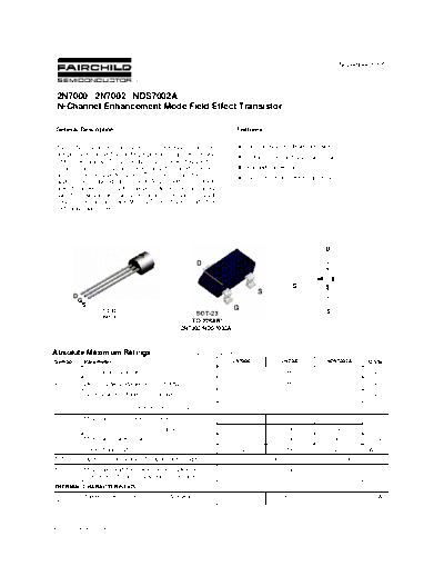 Fairchild Semiconductor 2n7000  . Electronic Components Datasheets Active components Transistors Fairchild Semiconductor 2n7000.pdf