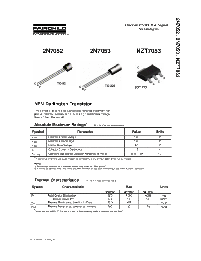 Fairchild Semiconductor 2n7052 nzt7053 2n7053  . Electronic Components Datasheets Active components Transistors Fairchild Semiconductor 2n7052_nzt7053_2n7053.pdf