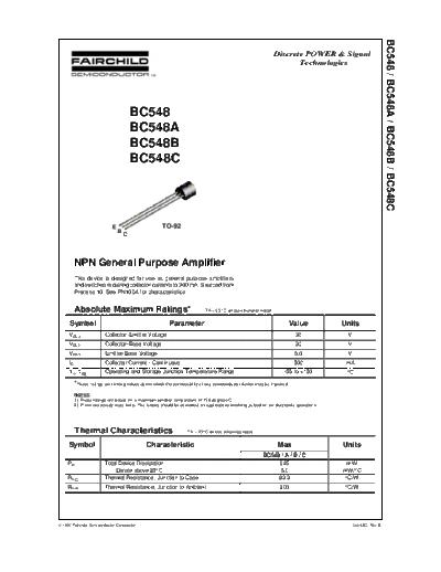 Fairchild Semiconductor bc548 bc548a bc548b bc548c  . Electronic Components Datasheets Active components Transistors Fairchild Semiconductor bc548_bc548a_bc548b_bc548c.pdf