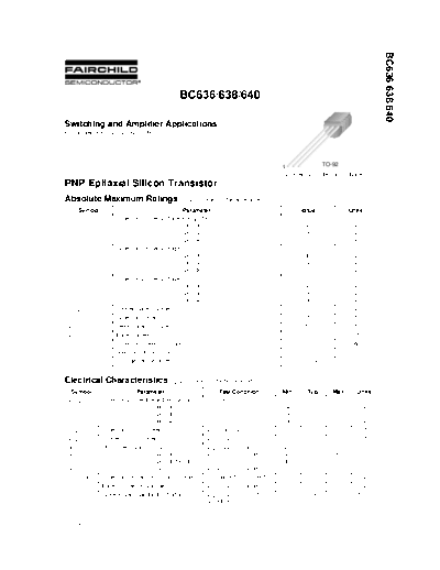 Fairchild Semiconductor bc636 bc638 bc640  . Electronic Components Datasheets Active components Transistors Fairchild Semiconductor bc636_bc638_bc640.pdf