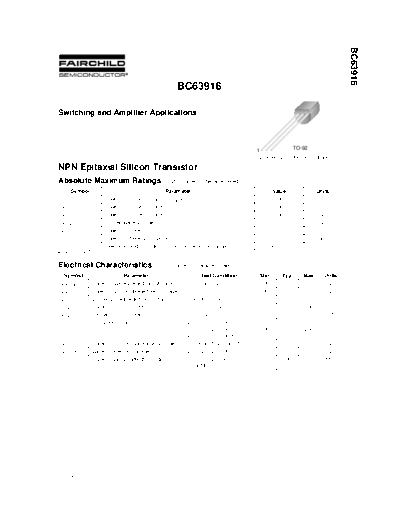 Fairchild Semiconductor bc63916  . Electronic Components Datasheets Active components Transistors Fairchild Semiconductor bc63916.pdf
