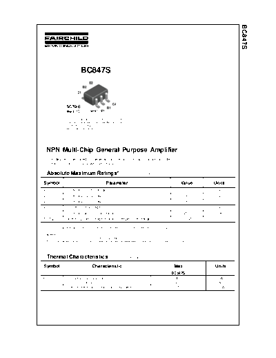 Fairchild Semiconductor bc847s  . Electronic Components Datasheets Active components Transistors Fairchild Semiconductor bc847s.pdf