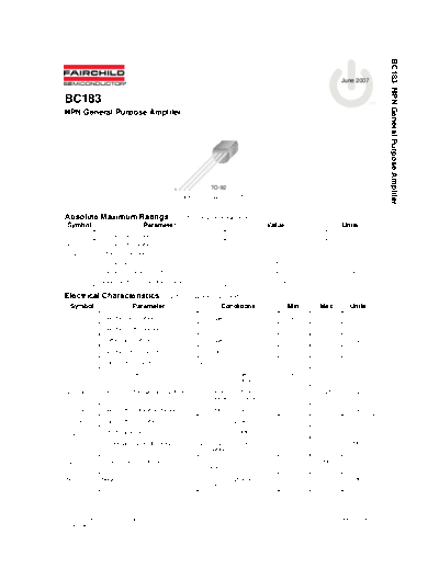 Fairchild Semiconductor bc183  . Electronic Components Datasheets Active components Transistors Fairchild Semiconductor bc183.pdf