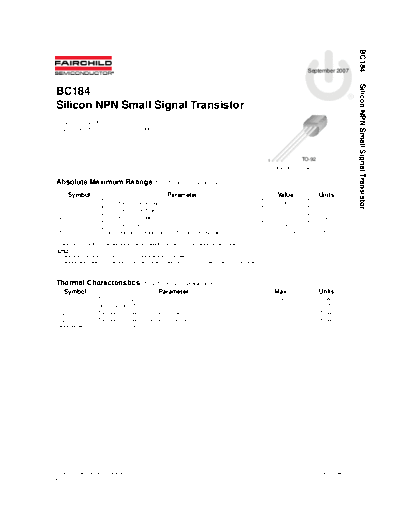 Fairchild Semiconductor bc184  . Electronic Components Datasheets Active components Transistors Fairchild Semiconductor bc184.pdf