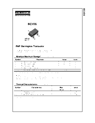 Fairchild Semiconductor bcv26  . Electronic Components Datasheets Active components Transistors Fairchild Semiconductor bcv26.pdf