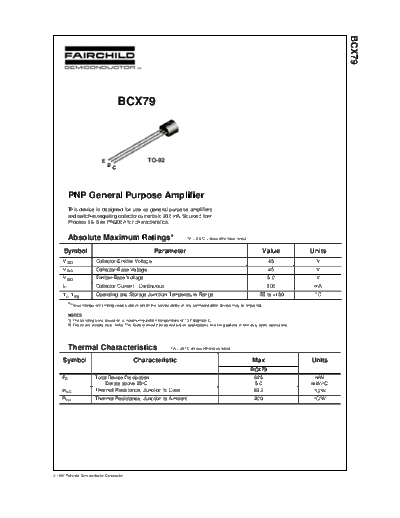 Fairchild Semiconductor bcx79  . Electronic Components Datasheets Active components Transistors Fairchild Semiconductor bcx79.pdf