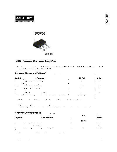 Fairchild Semiconductor bcp56  . Electronic Components Datasheets Active components Transistors Fairchild Semiconductor bcp56.pdf