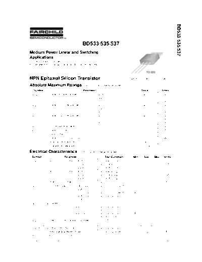 Fairchild Semiconductor bd533 bd535 bd537  . Electronic Components Datasheets Active components Transistors Fairchild Semiconductor bd533_bd535_bd537.pdf