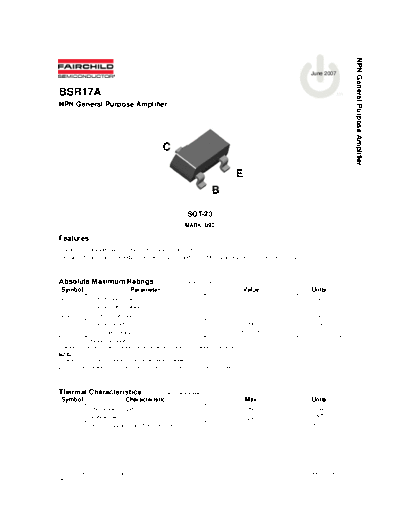 Fairchild Semiconductor bsr17a  . Electronic Components Datasheets Active components Transistors Fairchild Semiconductor bsr17a.pdf