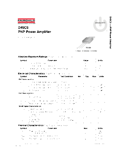 . Electronic Components Datasheets d45c8  . Electronic Components Datasheets Active components Transistors Fairchild Semiconductor d45c8.pdf
