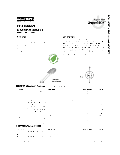 Fairchild Semiconductor fca16n60n  . Electronic Components Datasheets Active components Transistors Fairchild Semiconductor fca16n60n.pdf
