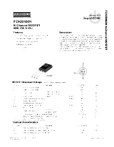 Fairchild Semiconductor fch25n60n  . Electronic Components Datasheets Active components Transistors Fairchild Semiconductor fch25n60n.pdf