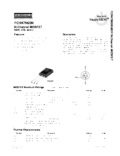 Fairchild Semiconductor fch47n60n  . Electronic Components Datasheets Active components Transistors Fairchild Semiconductor fch47n60n.pdf