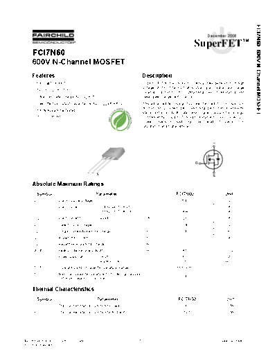 Fairchild Semiconductor fci7n60  . Electronic Components Datasheets Active components Transistors Fairchild Semiconductor fci7n60.pdf