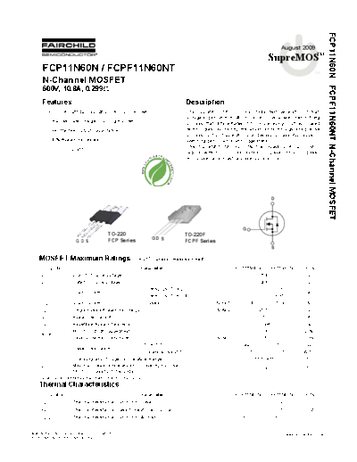 Fairchild Semiconductor fcp11n60n fcpf11n60nt  . Electronic Components Datasheets Active components Transistors Fairchild Semiconductor fcp11n60n_fcpf11n60nt.pdf